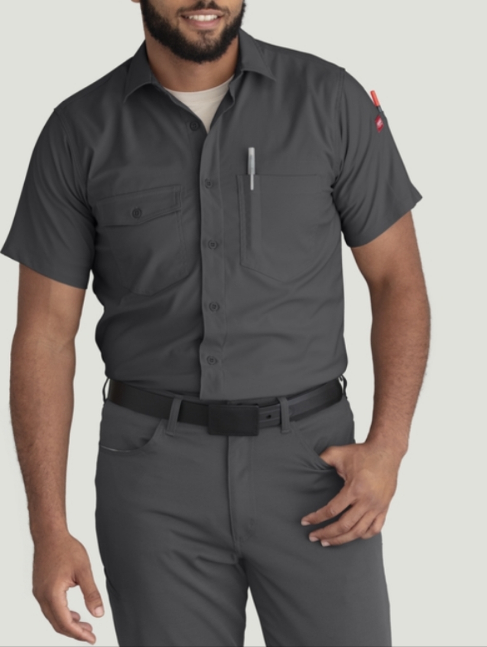 NWT Red Kap Mens Short Sleeve  Work Uniform Shirt Carbon Size M